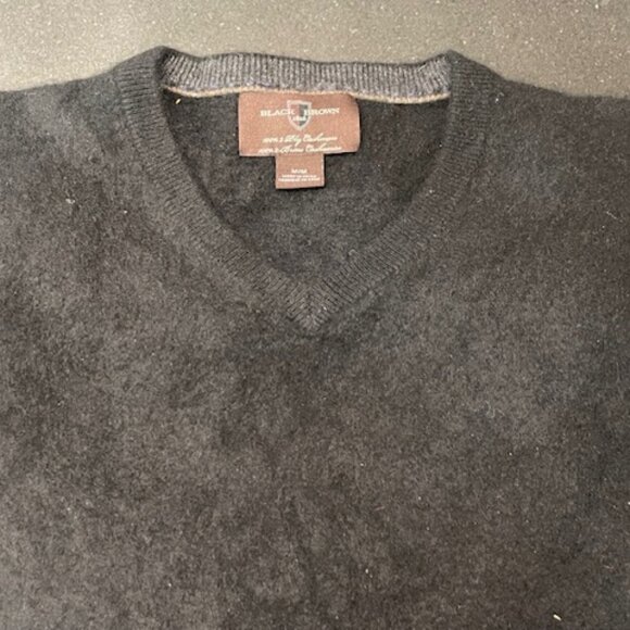 BLACK BROWN 100% 2 PLY CASHMERE CLASSIC BLACK ANGORA FEEL SWEATER FABULOUS FIT M - Picture 3 of 4